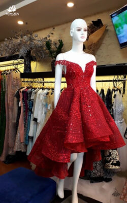 Váy cưới ngắn màu đỏ Váy cưới ngắn màu đỏ
