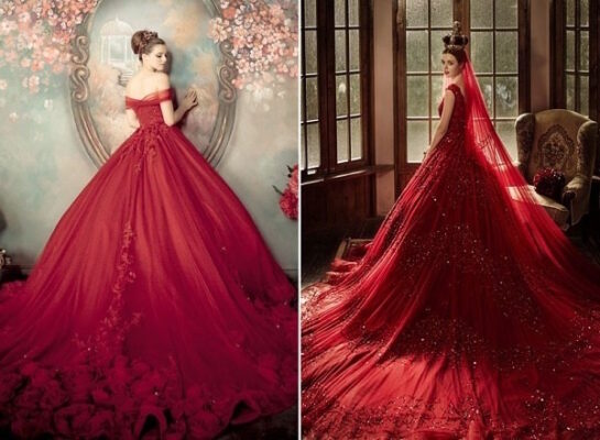 9 mẫu váy cưới màu hồng lãng mạn tuyển tập cho nàng dâu
