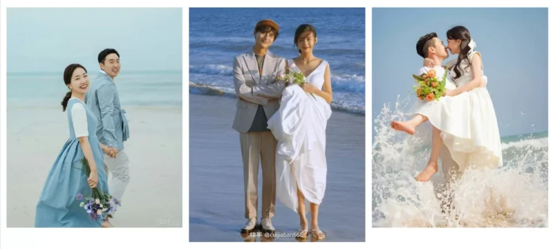 Mẫu trang phục cưới siêu đẹp khi chụp hình cưới tại biển